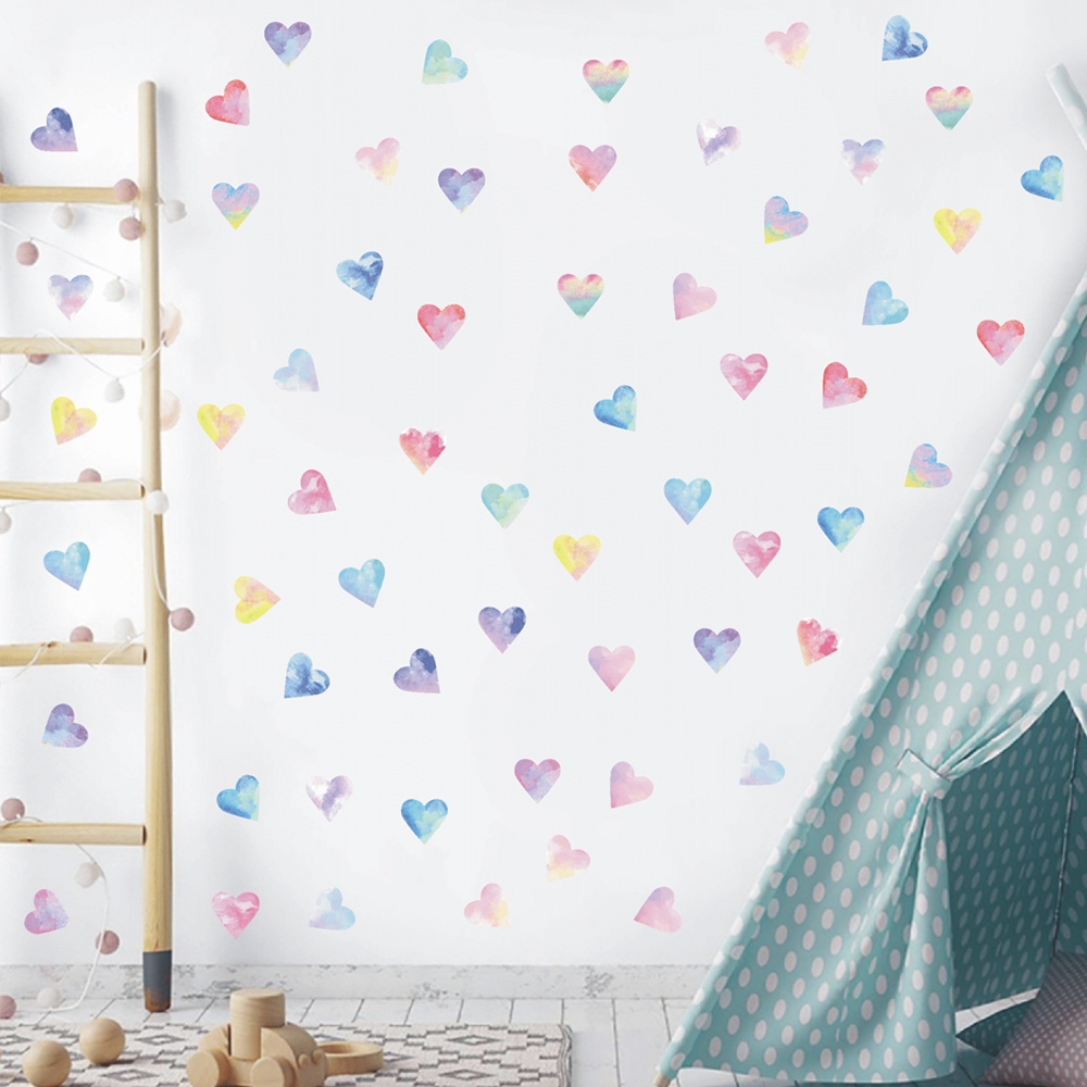 Commercial Kitchen Tiles - Colorful Hearts Couple Wall Stickers Kitchen