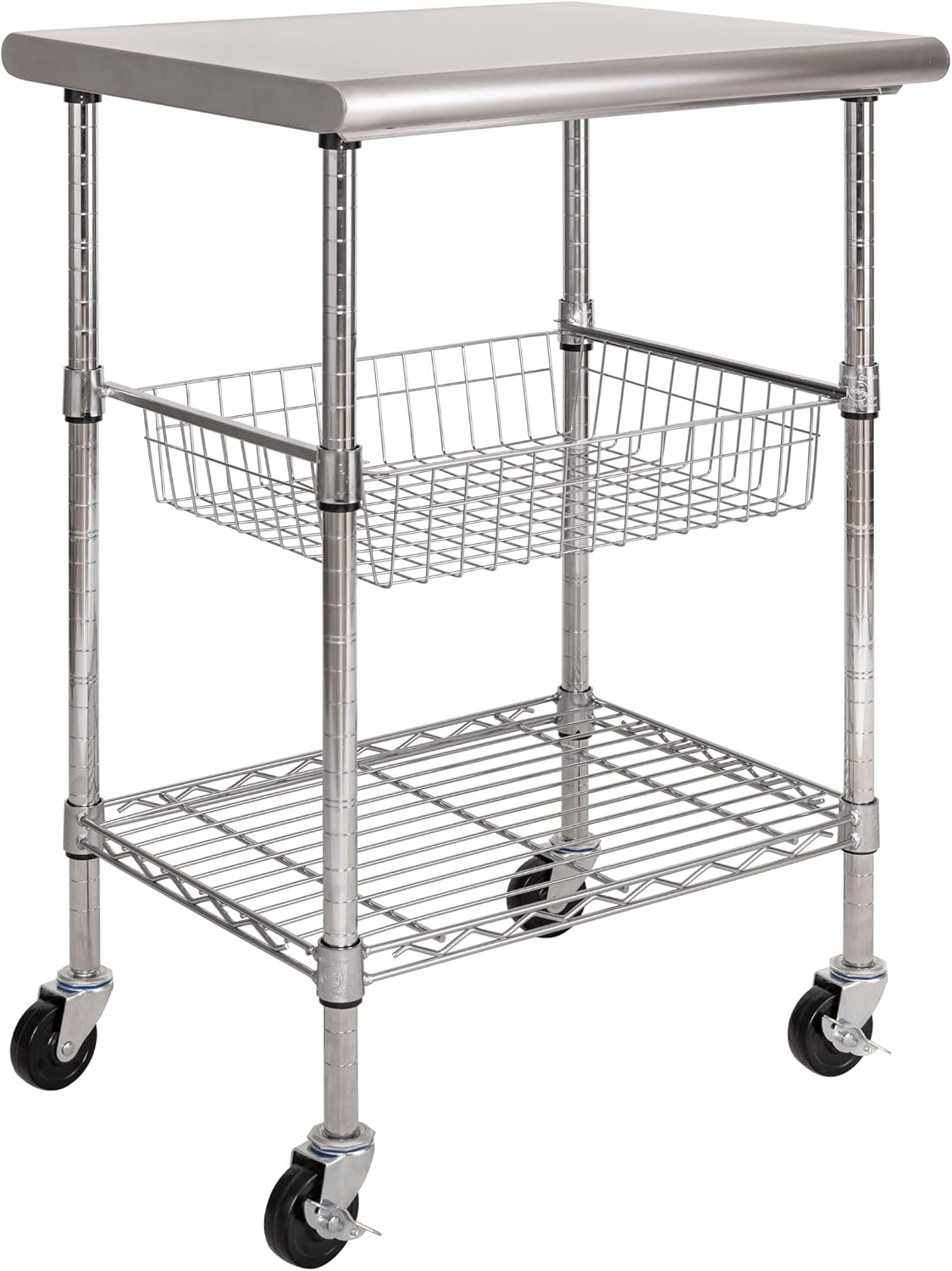 Commercial Kitchen Prep Table With Storage - Stainless Steel Commercial Prep Table Cart,
