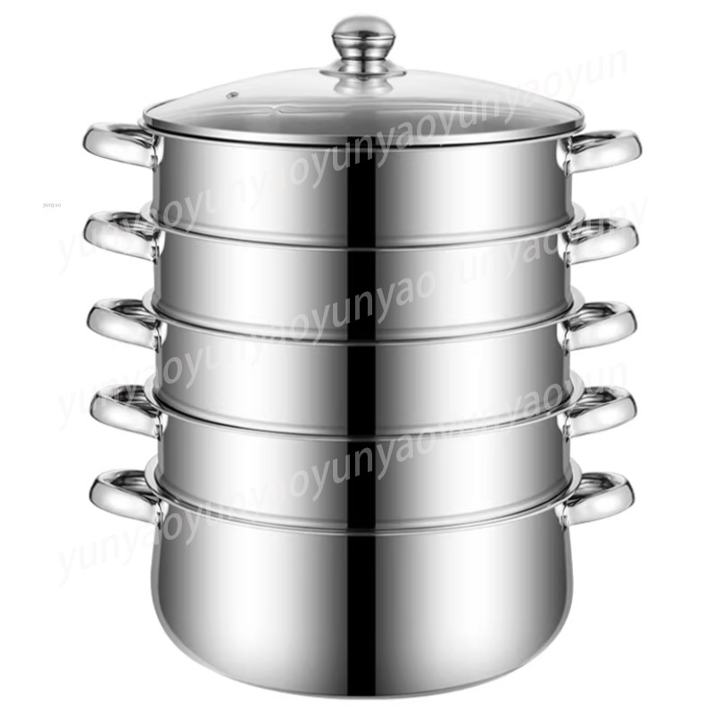 Commercial Kitchen Steamer - Large Capacity 4-Layer Steamer Pot, Commercial