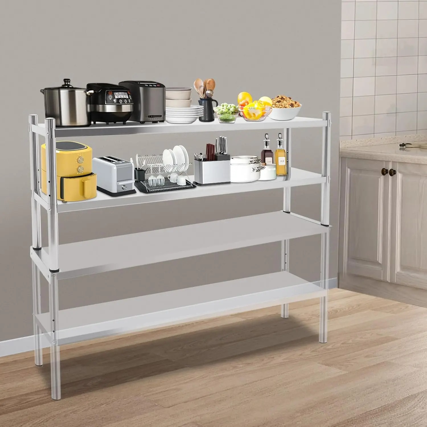 Stainless Steel Double Tier Ov - Commercial Kitchen Prep Table With Storage recension och pris
