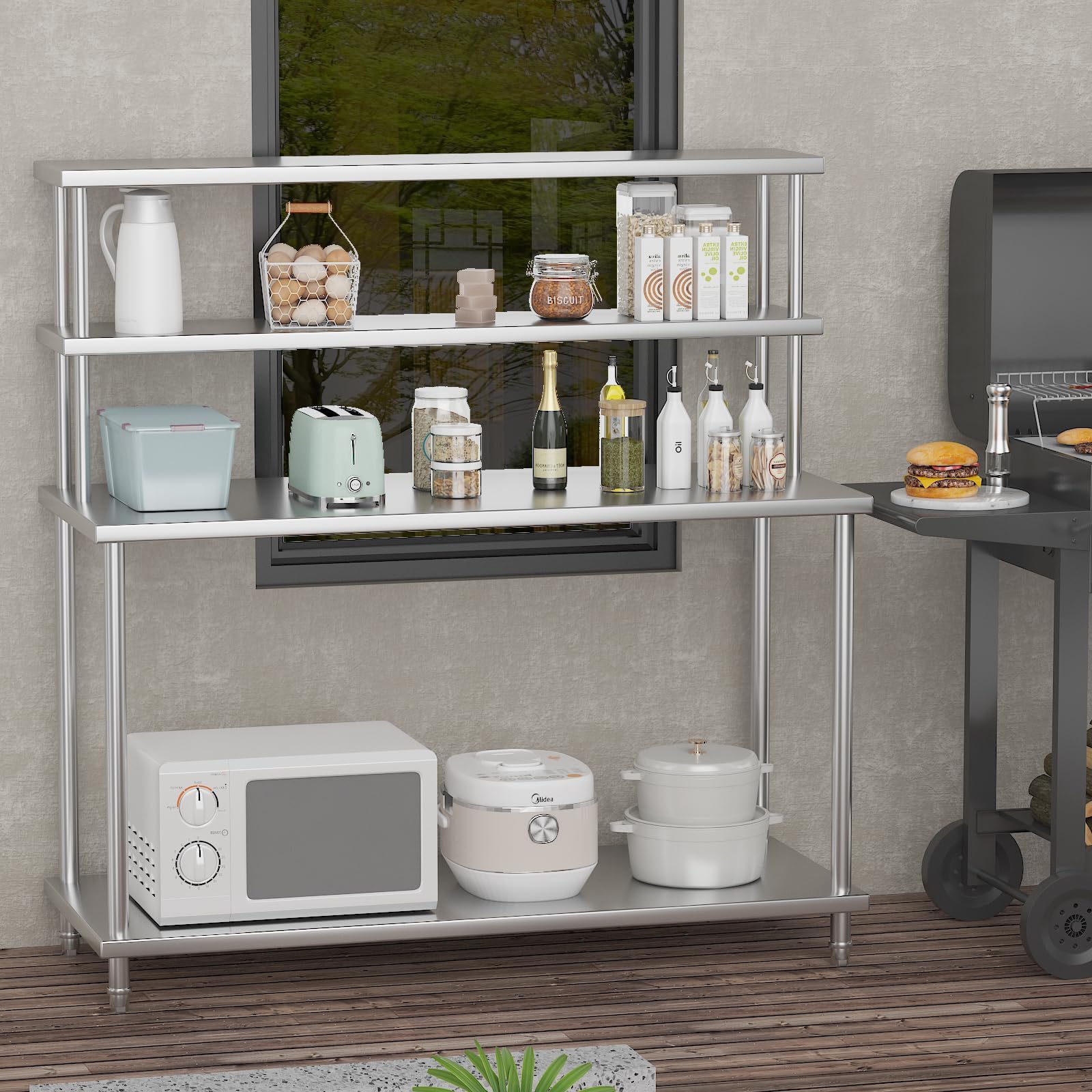 Stainless Steel Table with Ove - Commercial Kitchen Prep Table With Storage recension och pris