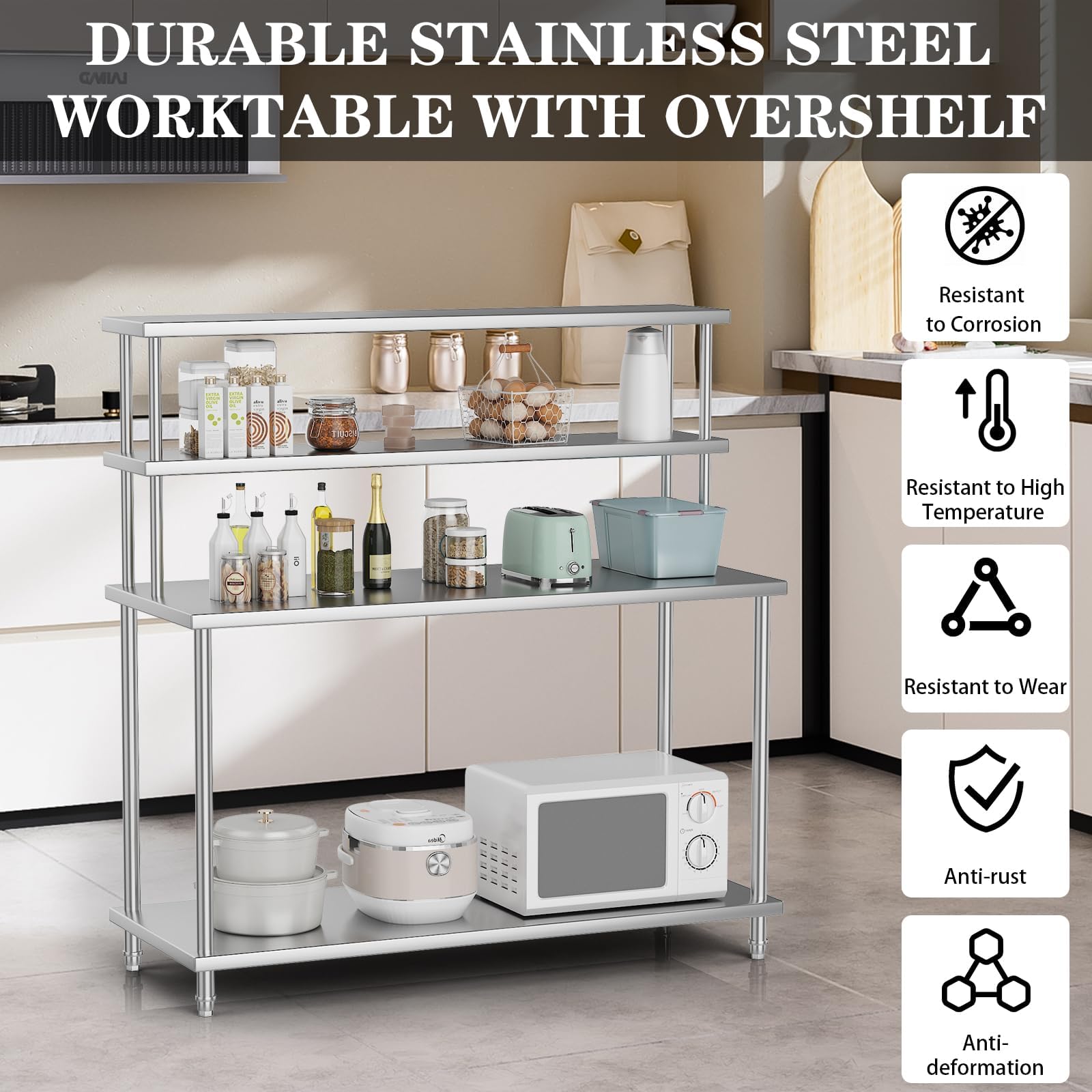 Stainless Steel Table with Ove - Commercial Kitchen Prep Table With Storage recension och pris